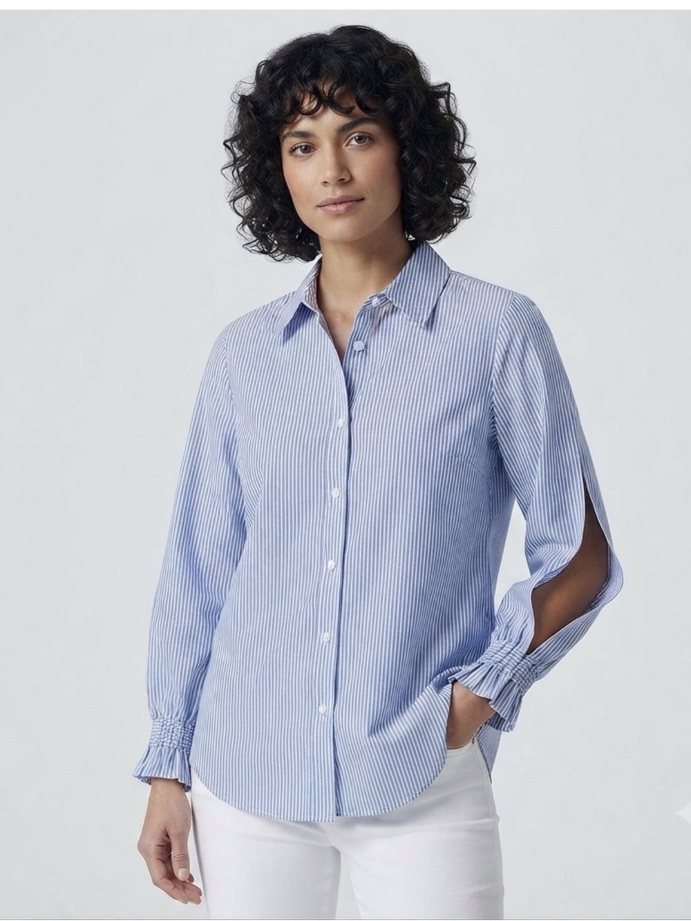 Attitudes by Renée Split Sleeve Striped Shirt